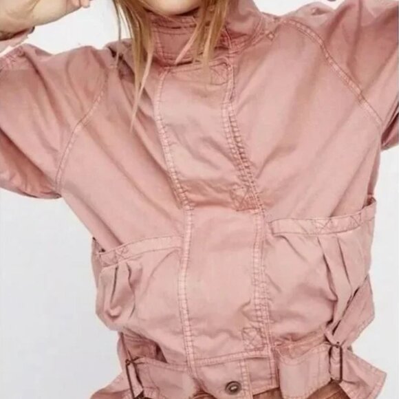 Free People | Oversized Parachute Utility Military Style Jacket | Size Medium - Picture 3 of 16